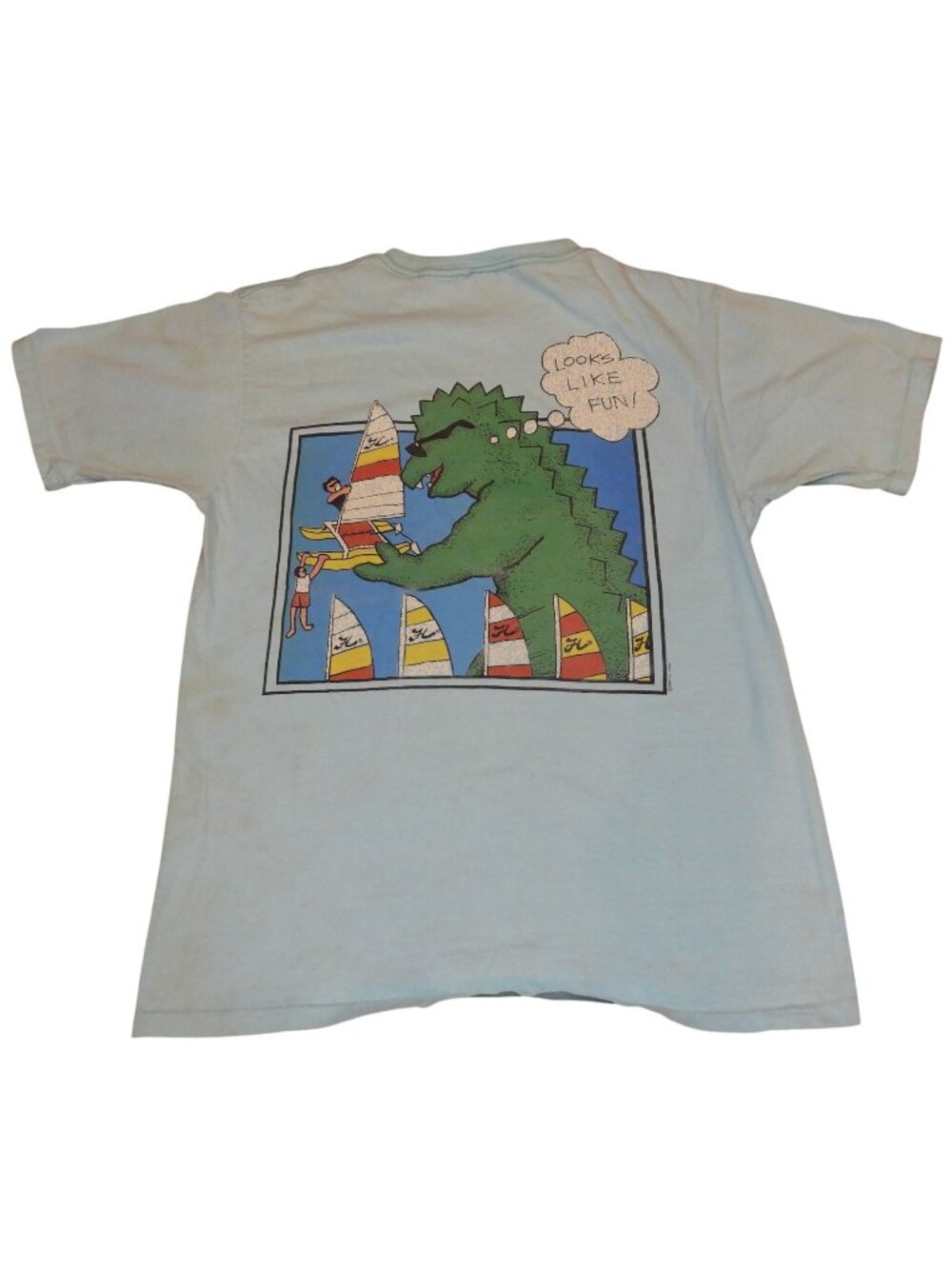 Vintage 1985 Hobie Surf Monster Godzilla Looks Like Fun T-Shirt Size XL